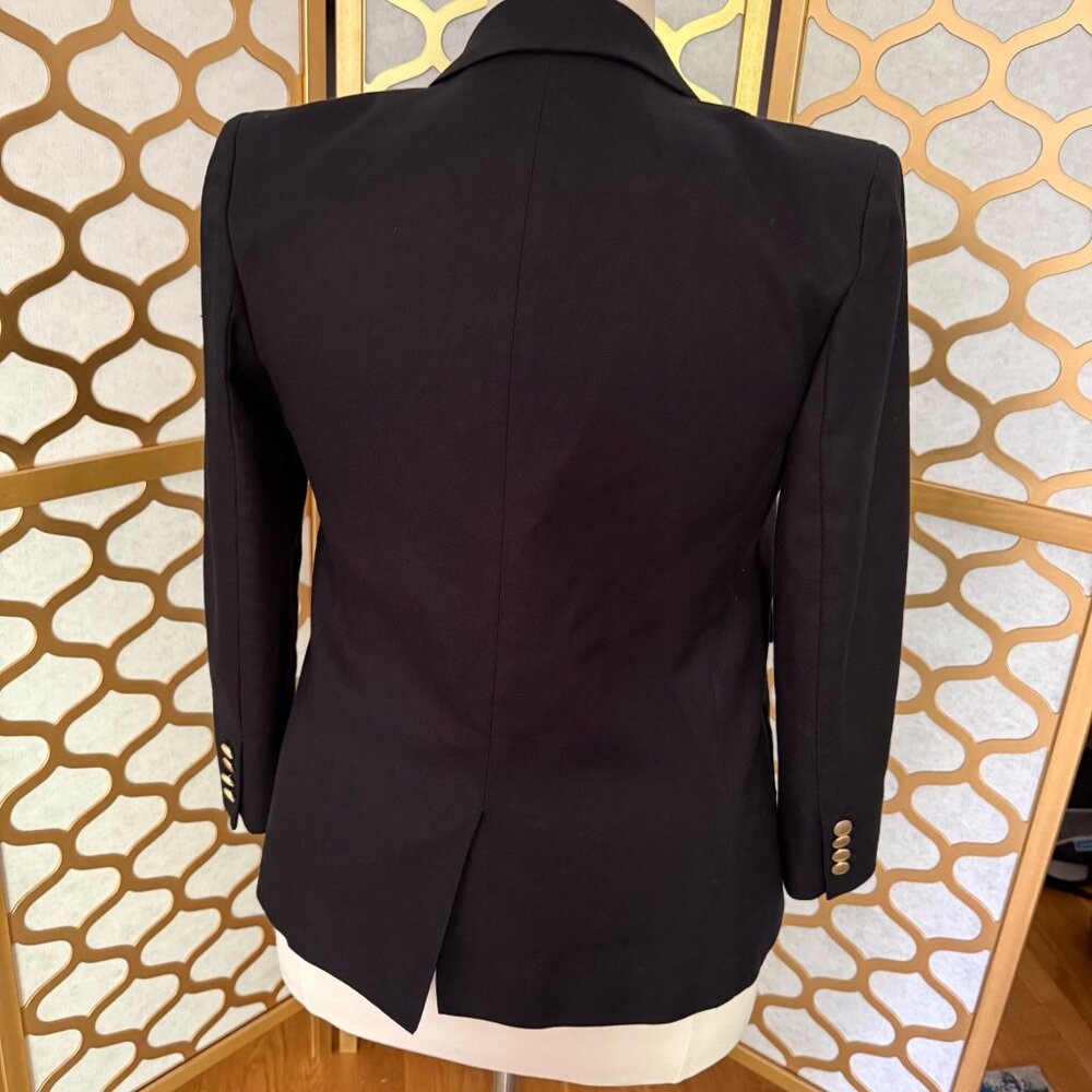 J.Crew Vivienne Navy Linen Blend Blazer 10P Petite Gold Button Tailored Jacket - Picture 8 of 16